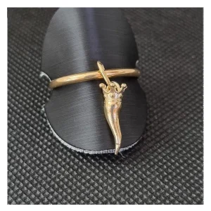 Anello argento dorato con Ciondolo Porta Fortuna "Ida Miceli DNY" - Cod.AN.DO.CI.DNY