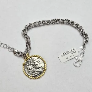 Bracciale Bizantina 5mm in Argento con Moneta - BR.115
