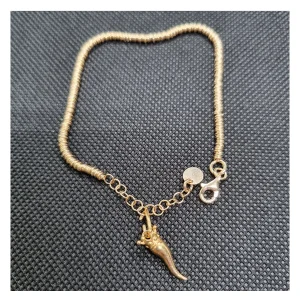 Bracciale anellini argento dorato con Ciondolo Porta Fortuna "Ida Miceli DNY"-Cod.BR.DO.CI.DNY