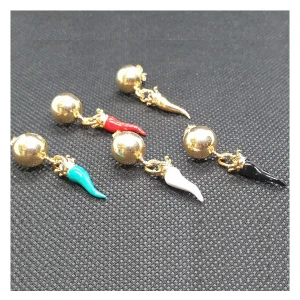 Monorecchino argento dorato con Ciondolo Porta Fortuna "Ida Miceli DNY"- Cod.OR.DO.CI.DNY