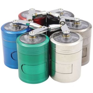 GRINDER IN LEGA DI ZINCO CON MANOVELLA E TASCA